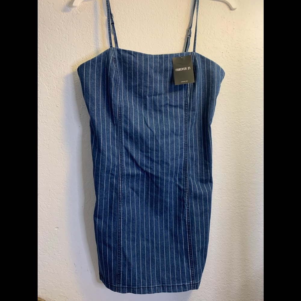NWT Forever 21 size large striped denim dress